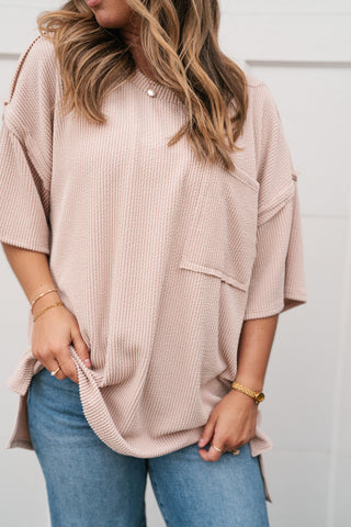 Forever Timeless Relaxed Ribbed Top- Taupe