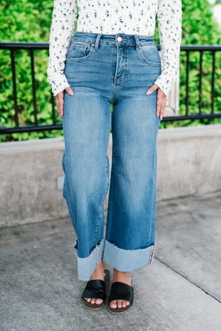 Risen Rivera High Rise Crop Wide Cuff Jean