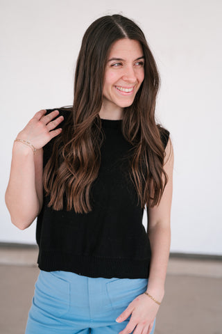 Perfect Muse Bow Knit Top - Black