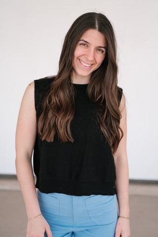 Perfect Muse Bow Knit Top - Black