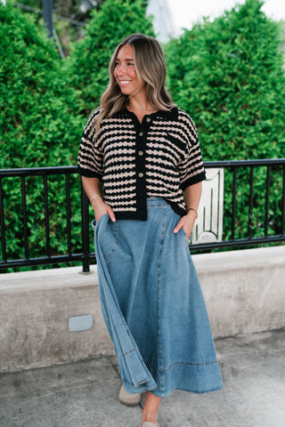 Easy Days Button Up Striped Top