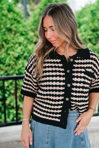 Easy Days Button Up Striped Top