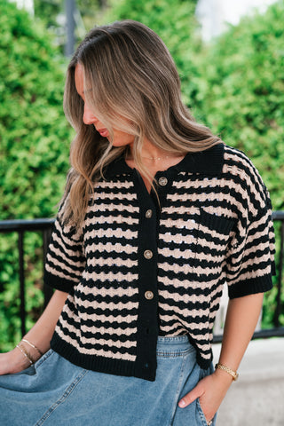 Easy Days Button Up Striped Top