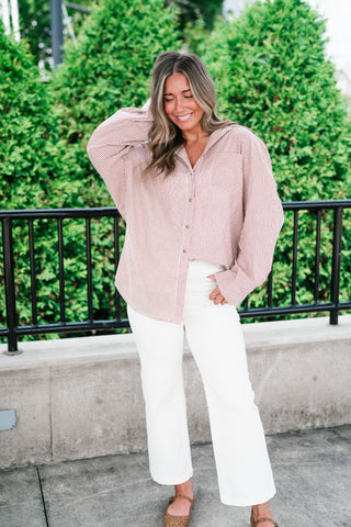 Monroe Pinstripe Button Up Top