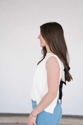 Perfect Muse Bow Knit Top - Cream