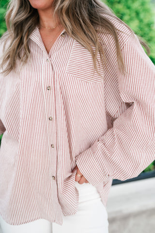 Monroe Pinstripe Button Up Top