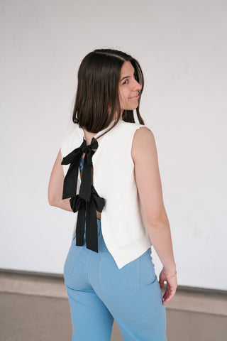 Perfect Muse Bow Knit Top - Cream