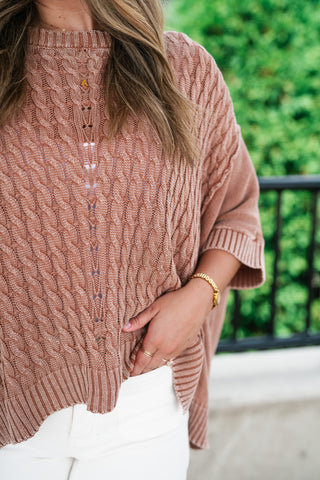 Indie Girl Short Sleeve Knit Mineral Wash Top - Deep Tan