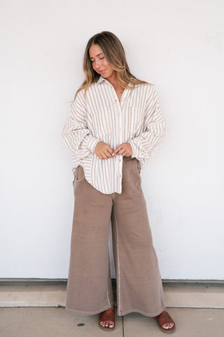 Coastline Oversized Striped Button Up