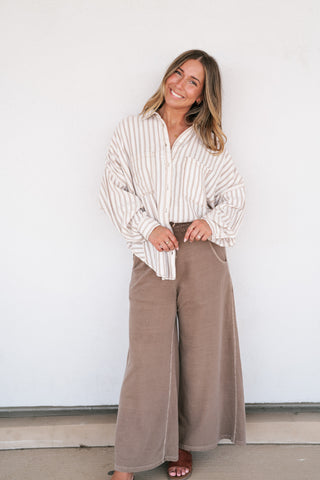 Coastline Oversized Striped Button Up