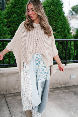 Indie Girl Short Sleeve Knit Mineral Wash Top - Oatmeal