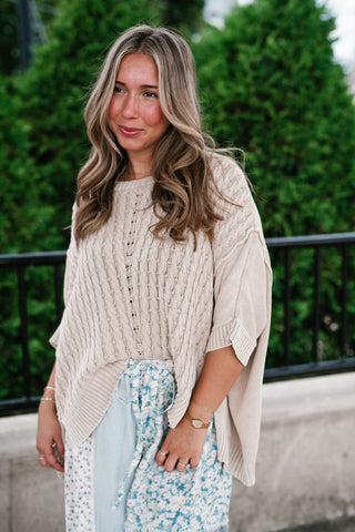 Indie Girl Short Sleeve Knit Mineral Wash Top - Oatmeal