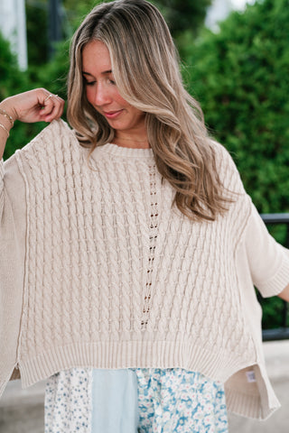 Indie Girl Short Sleeve Knit Mineral Wash Top - Oatmeal