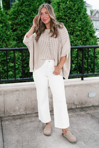 Indie Girl Short Sleeve Knit Mineral Wash Top - Oatmeal