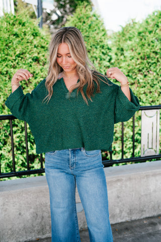 Autumn Glow Quarter Sleeve Sweater - Green