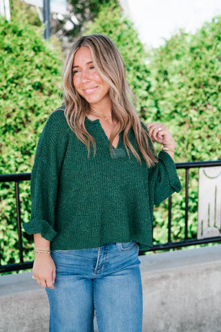 Autumn Glow Quarter Sleeve Sweater - Green