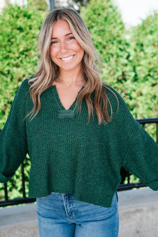 Autumn Glow Quarter Sleeve Sweater - Green
