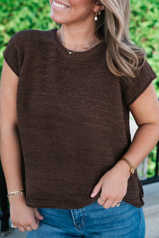 Everyday Ease Crew Neck Sweater Tank - Brown