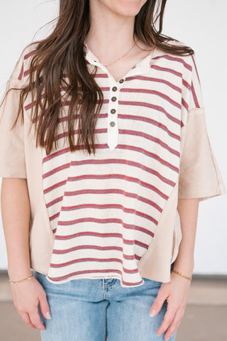 Sunset Trails Vintage Top - Burgundy