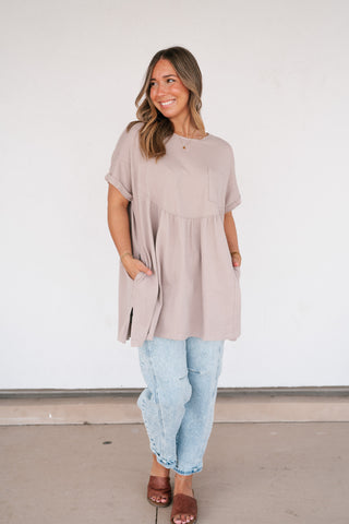 Mossy Meadows Babydoll Top - Mauve