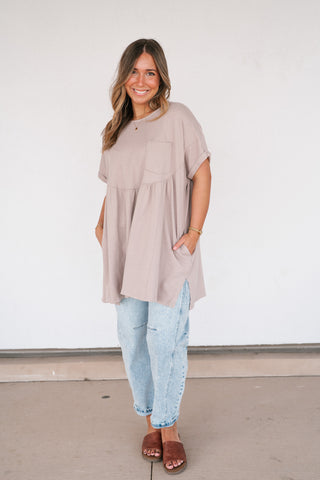 Mossy Meadows Babydoll Top - Mauve