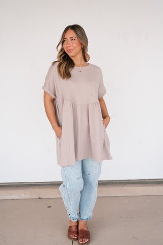 Mossy Meadows Babydoll Top - Mauve