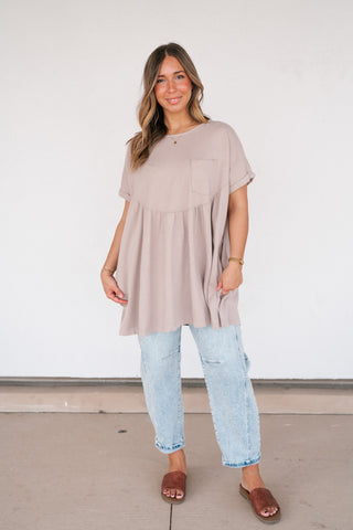 Mossy Meadows Babydoll Top - Mauve