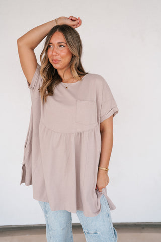 Mossy Meadows Babydoll Top - Mauve