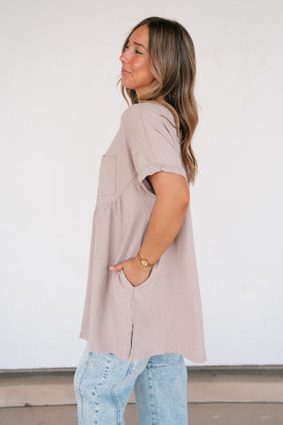Mossy Meadows Babydoll Top - Mauve