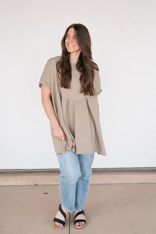 Mossy Meadows Babydoll Top - Moss