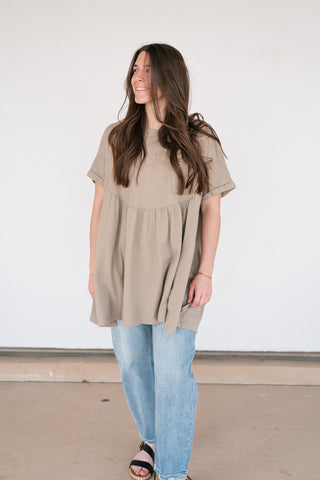 Mossy Meadows Babydoll Top - Moss