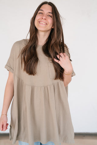 Mossy Meadows Babydoll Top - Moss