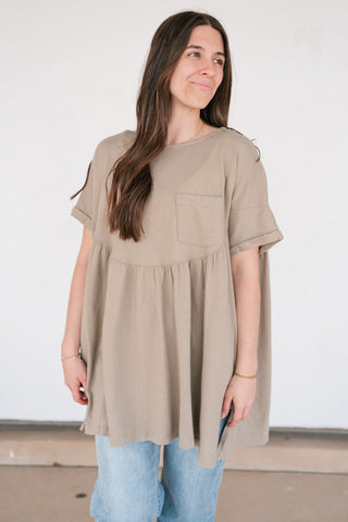 Mossy Meadows Babydoll Top - Moss