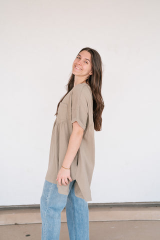 Mossy Meadows Babydoll Top - Moss