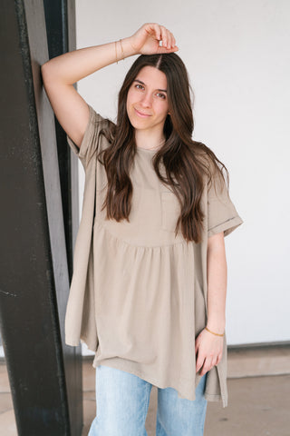 Mossy Meadows Babydoll Top - Moss