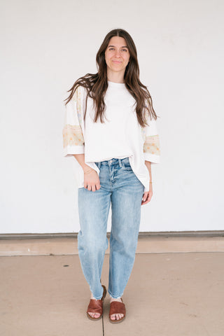 Remix Contrast Sleeve Relaxed Top