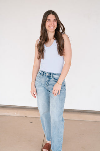 Refined Basics Ribbed Top - Sky Blue