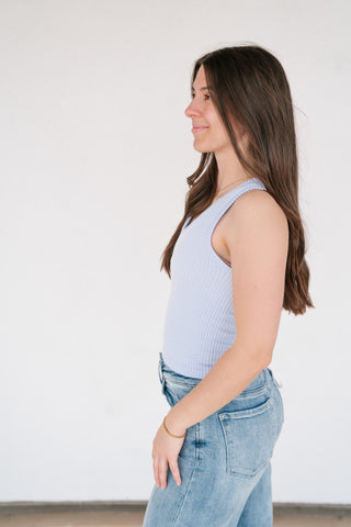 Refined Basics Ribbed Top - Sky Blue