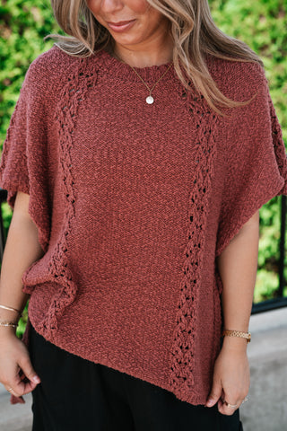 Morning Light Side Tie Knit Blouse - Dusty Red