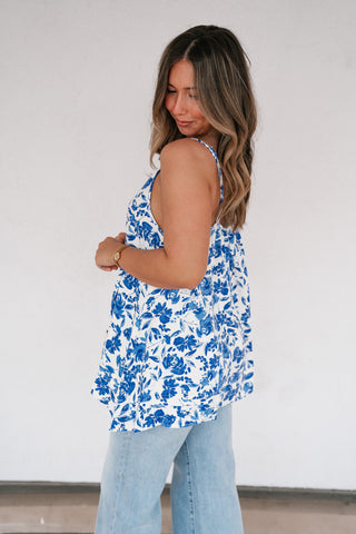 Blue Skies Floral Swing Tank