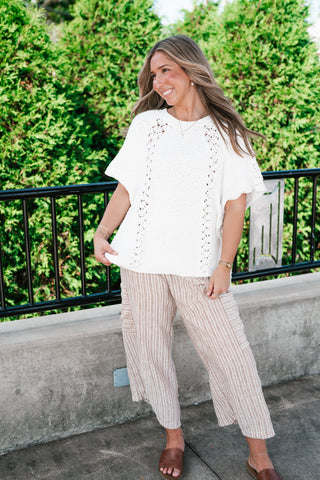 Morning Light Side Tie Knit Blouse - Off White