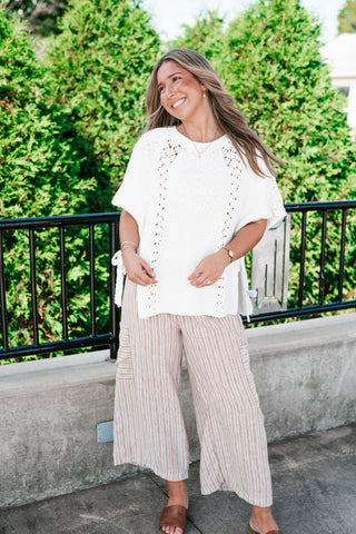 Morning Light Side Tie Knit Blouse - Off White
