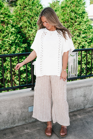 Morning Light Side Tie Knit Blouse - Off White