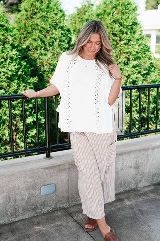 Morning Light Side Tie Knit Blouse - Off White