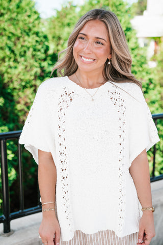 Morning Light Side Tie Knit Blouse - Off White