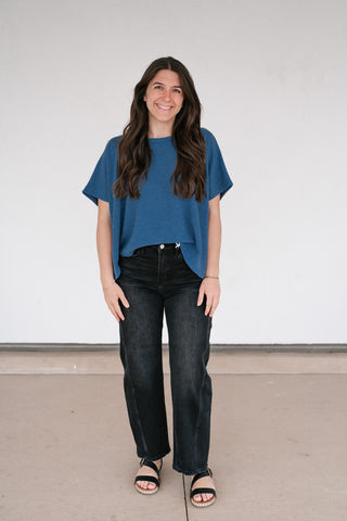 Pure Ease Relaxed Top - Dusty Blue