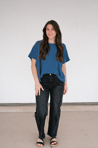 Pure Ease Relaxed Top - Dusty Blue