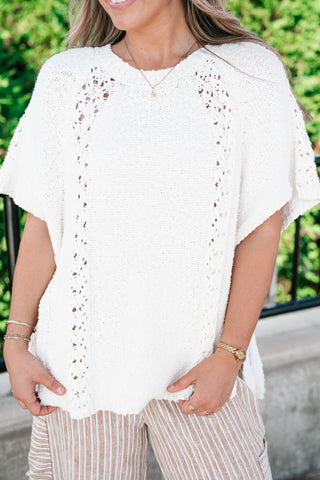 Morning Light Side Tie Knit Blouse - Off White