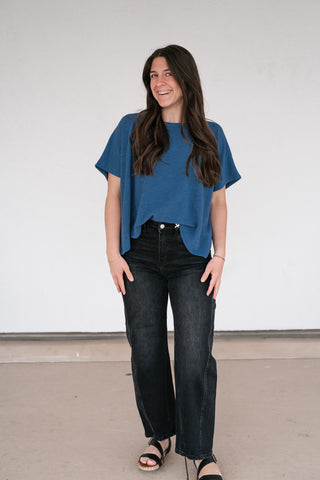 Pure Ease Relaxed Top - Dusty Blue