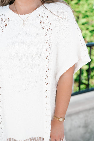 Morning Light Side Tie Knit Blouse - Off White